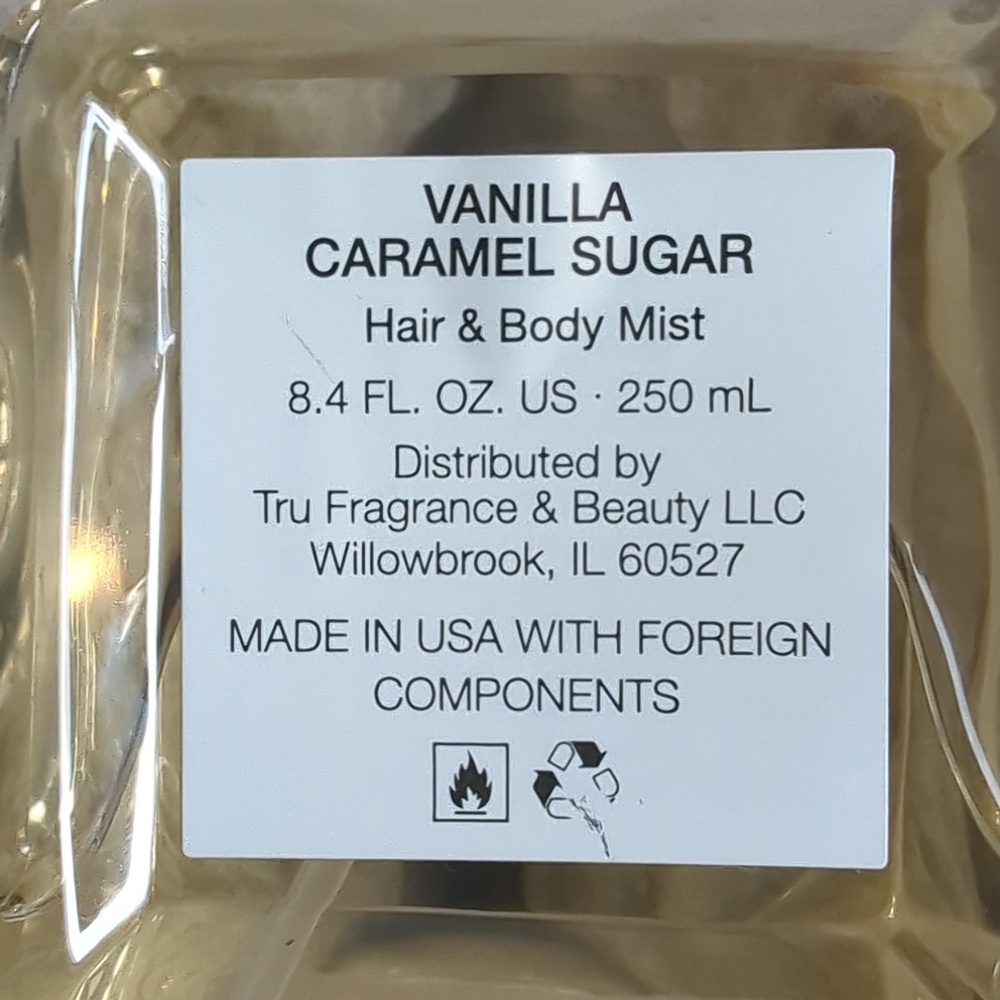 Tru Fragrance Vanilla Caramel Sugar Hair And Body Mist 8.4 oz New - Picture 2 of 2